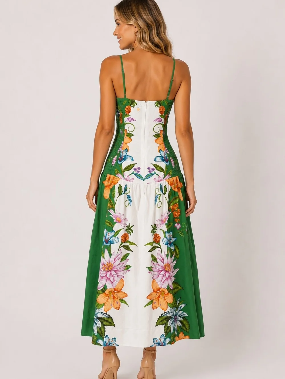 FARM Rio Sweet Bloom Dreamscape Linen Blend Midi Sundress. - Picture 2 of 6